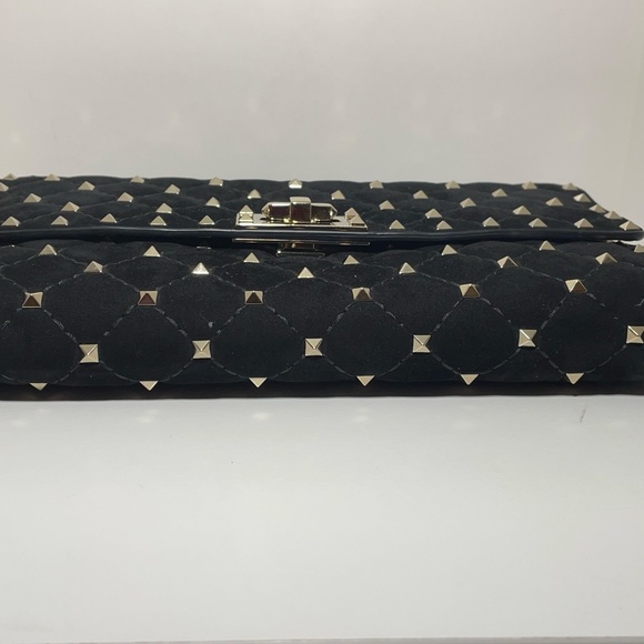 Valentino Garavani Rockstud Spike Black Velvet Wallet on Chain ✨ - Picture 8 of 8